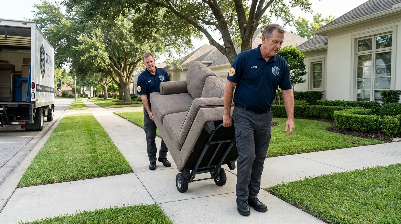 Local residential moving crew loading furniture in Sanford, ME